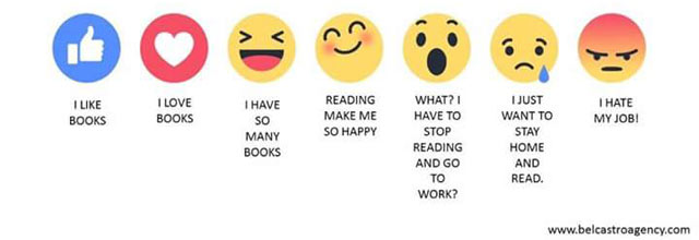 Bookworm emojis voor Facebook